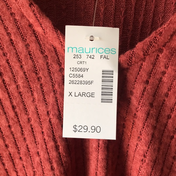 Maurice Long Sleeve Blouse Red/Orange NWT XL - Picture 3 of 10